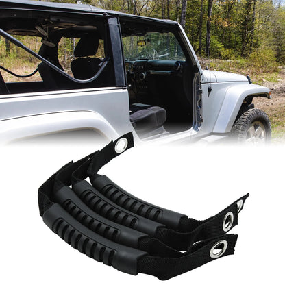 4 x Black Rear Seat Grab Handle Grips for Jeep Wrangler (2007-2023)