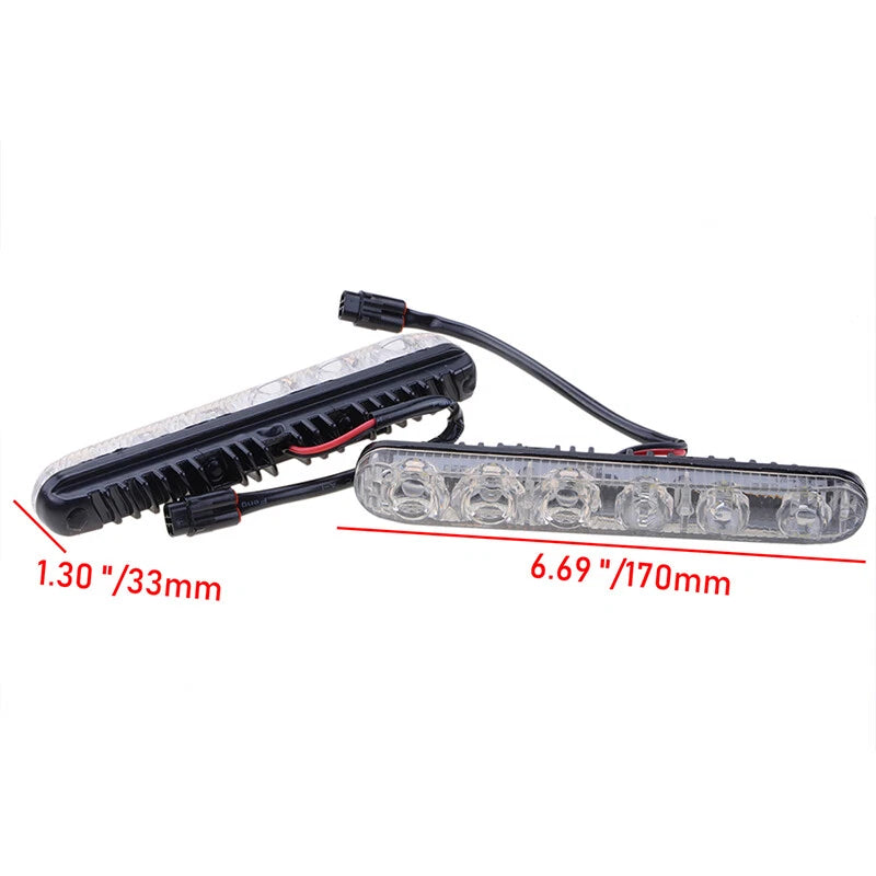 2 x 6 LED Super White High Power Car DRL Daytime Running Lights for Universal