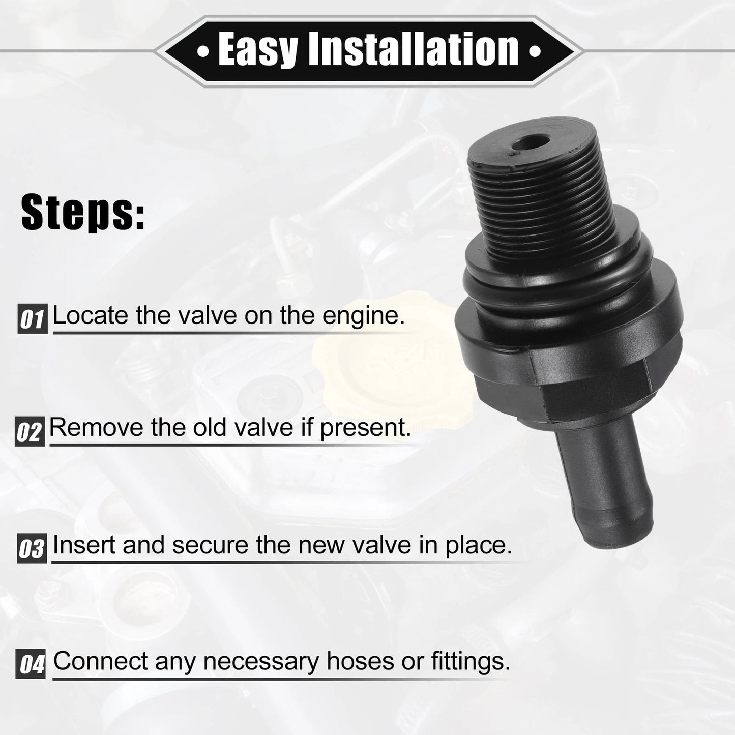 PCV Valve for Toyota Tacoma 2005-2015 Durable Plastic Black