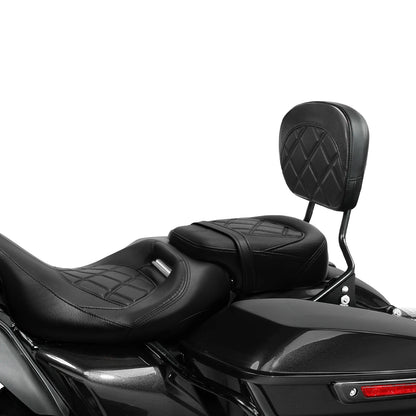 Black Passenger Sissy Bar Backrest Pad for Harley CVO Road Street Glide (2014-2023)