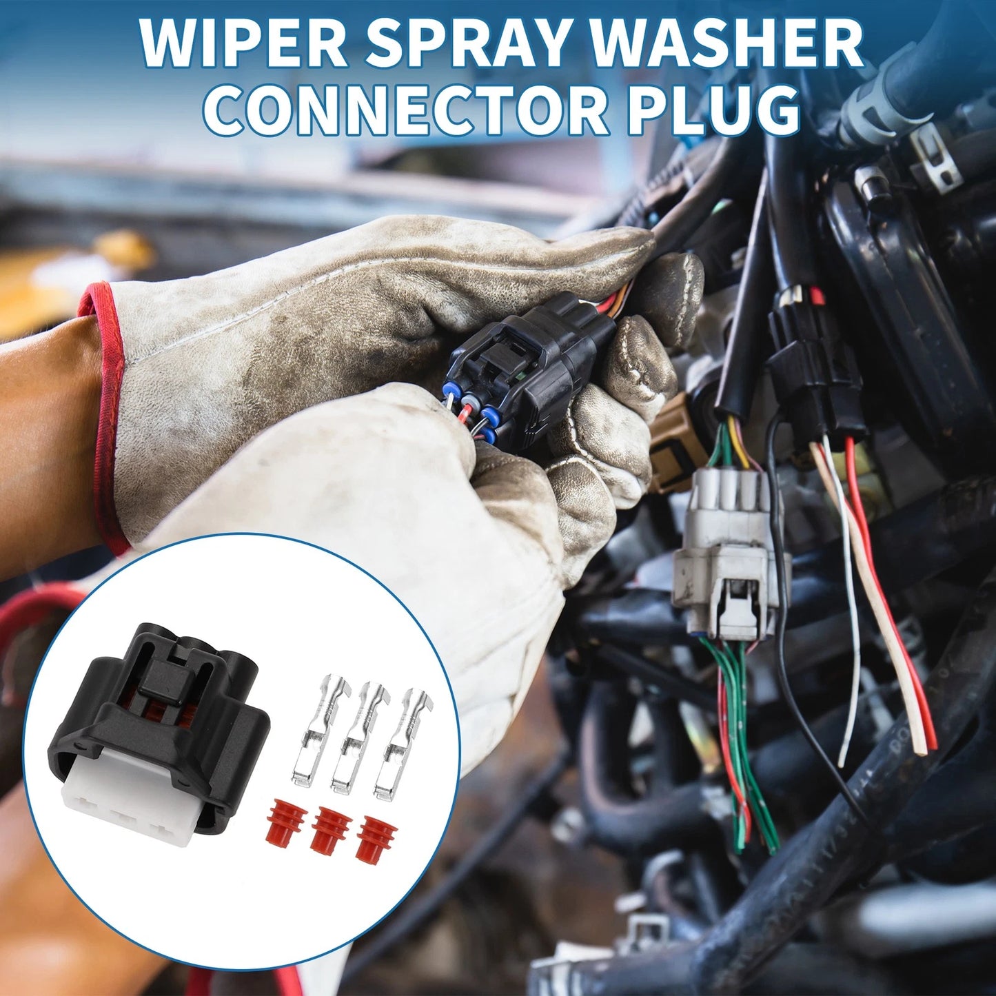 3-Pin Wiper Spray Washer Connector Plug 1 Set for Toyota/Lexus