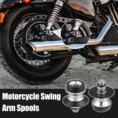 Pair / M10x1.5 / Silver Tone Swing Arm Spools for Kawasaki