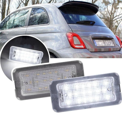 White LED License Plate Lights for Fiat Abarth 500 500C (2008-2023)
