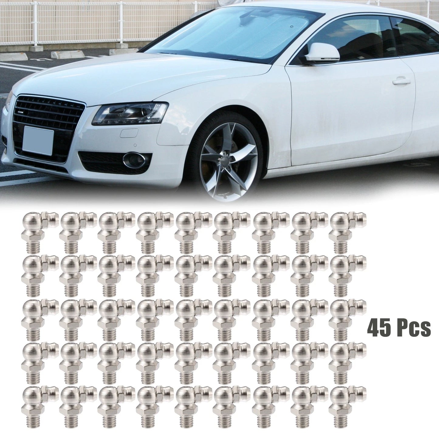 45pcs M6 x 1 90° Nickel Plated Nipple Fitting for Motorcycle