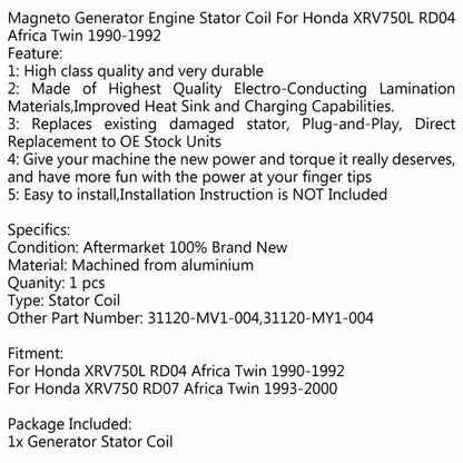 Generator Stator Coil for Honda XRV750L Africa Twin (1990-1996)