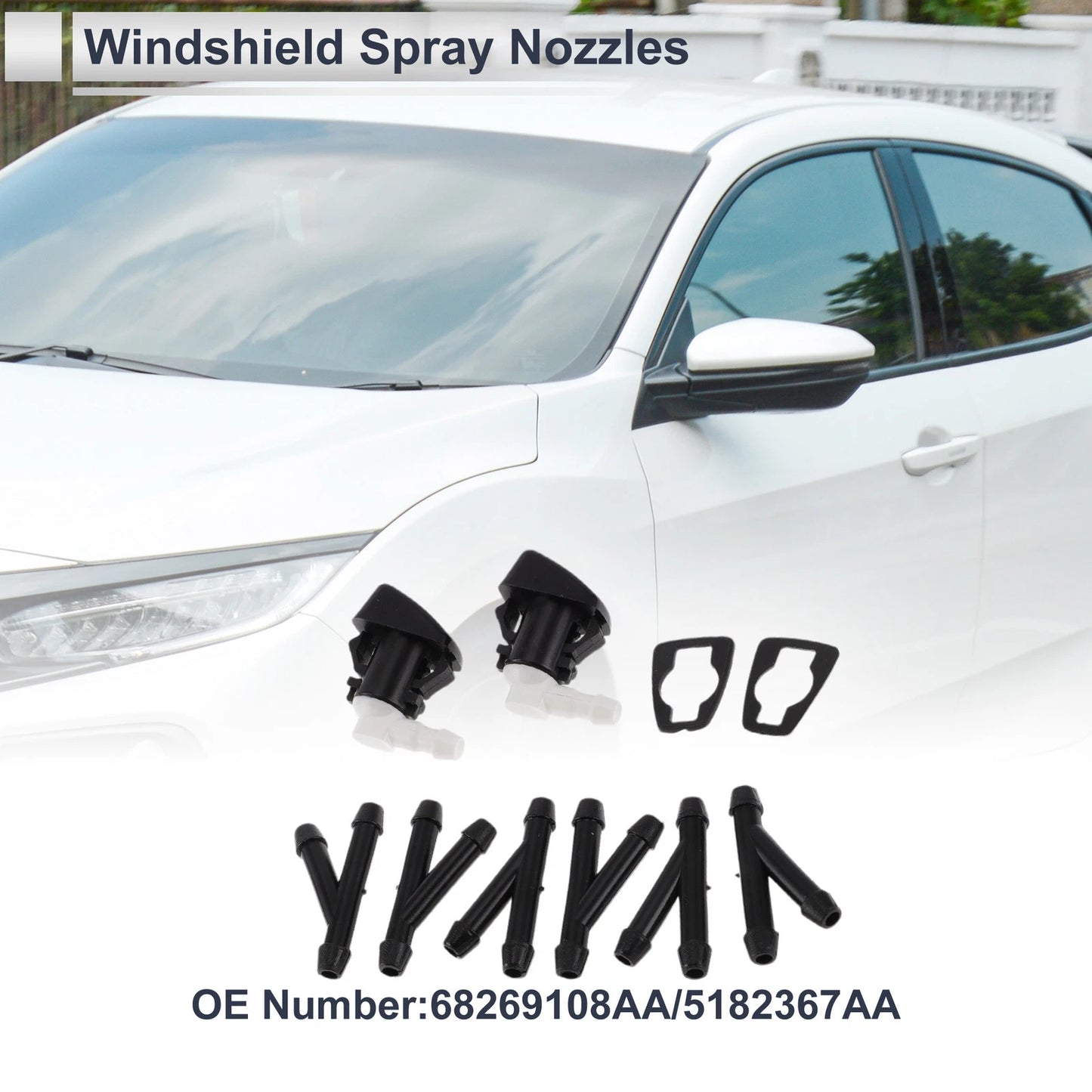 Washer Nozzle w/ 6 Pcs Y Hose Connector for Dodge