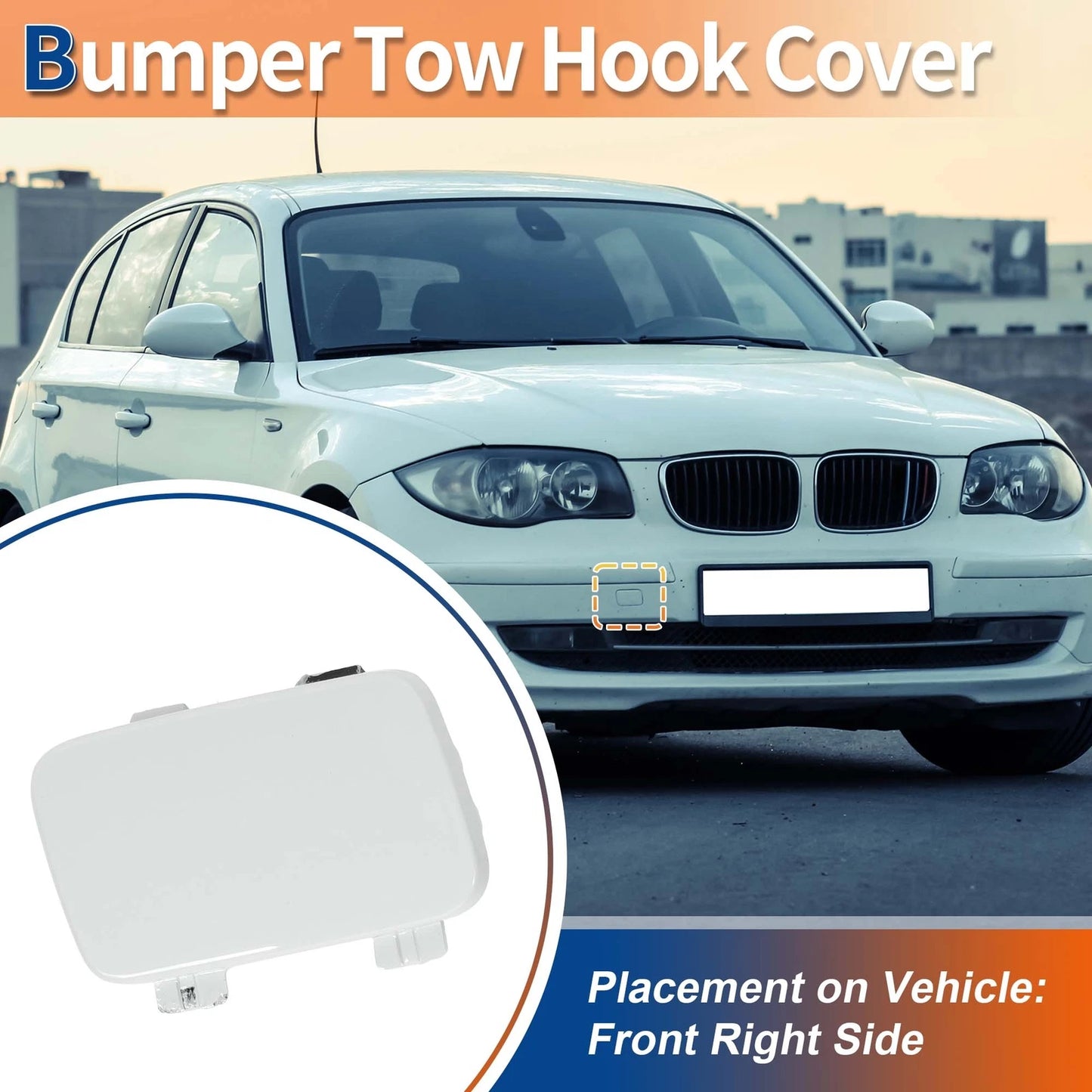 Front Car Bumper Tow Hook Cover for BMW E81 E87 (2004-2011) - Pure White