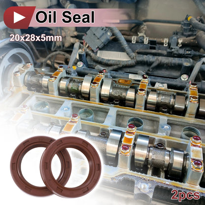 Oil Seal 20x28x5mm Brown 2 x Rotary Shaft Seal FKM Rubber for Make Model