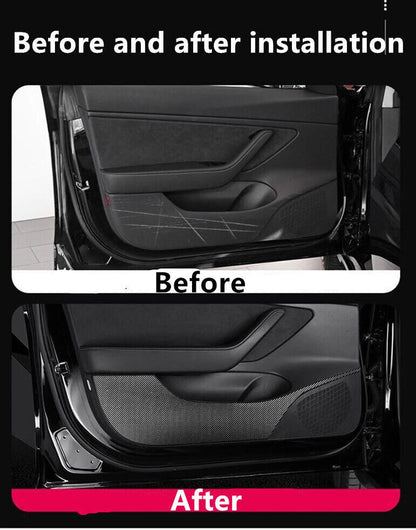 4x Anti Kick Pad Carbon Fiber Side Edge Protector Sticker for Model Y (2020–2024)