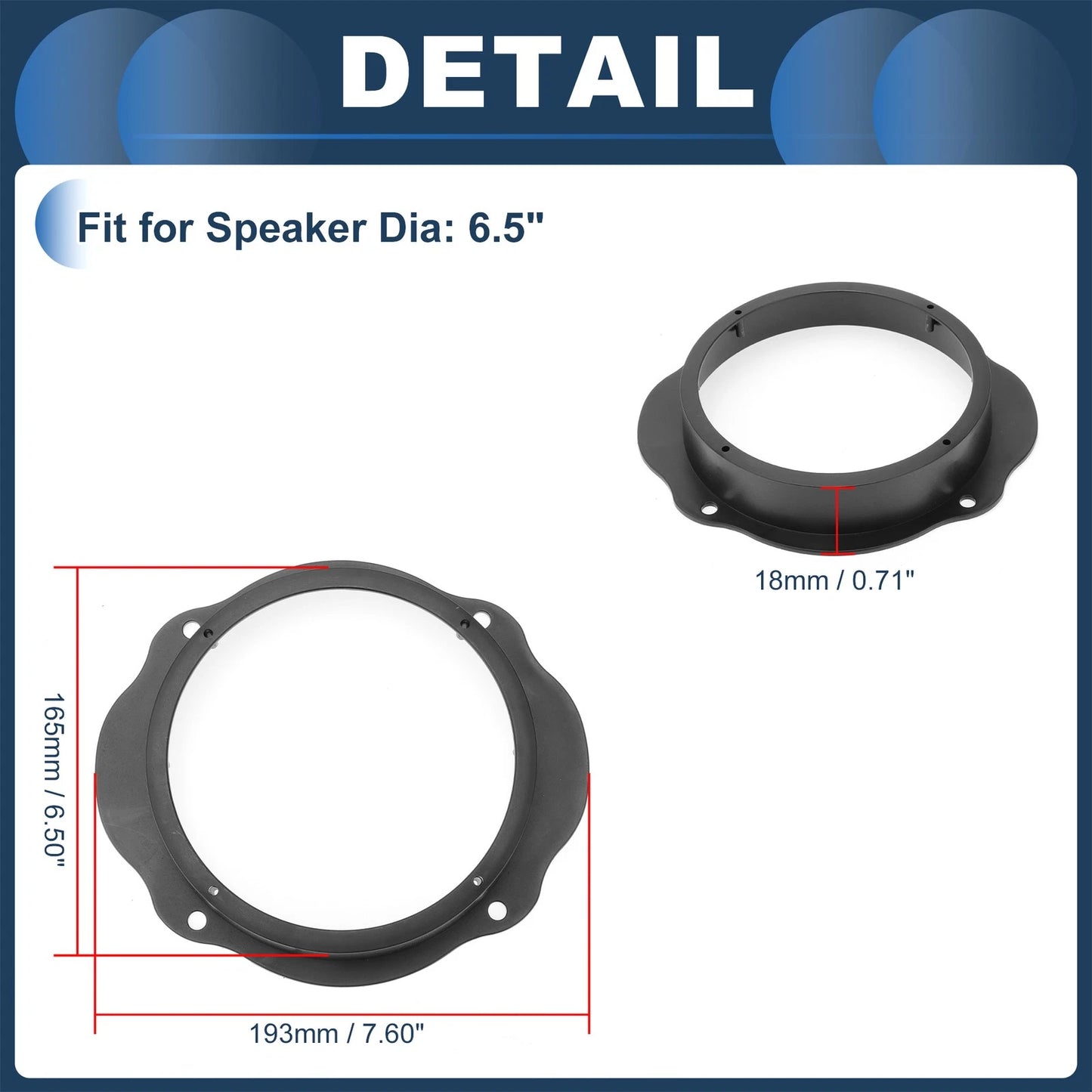 Speaker Spacer Ring for Ford C-Max 6.5" Tweeter Speaker Adaptor 2 x Pcs