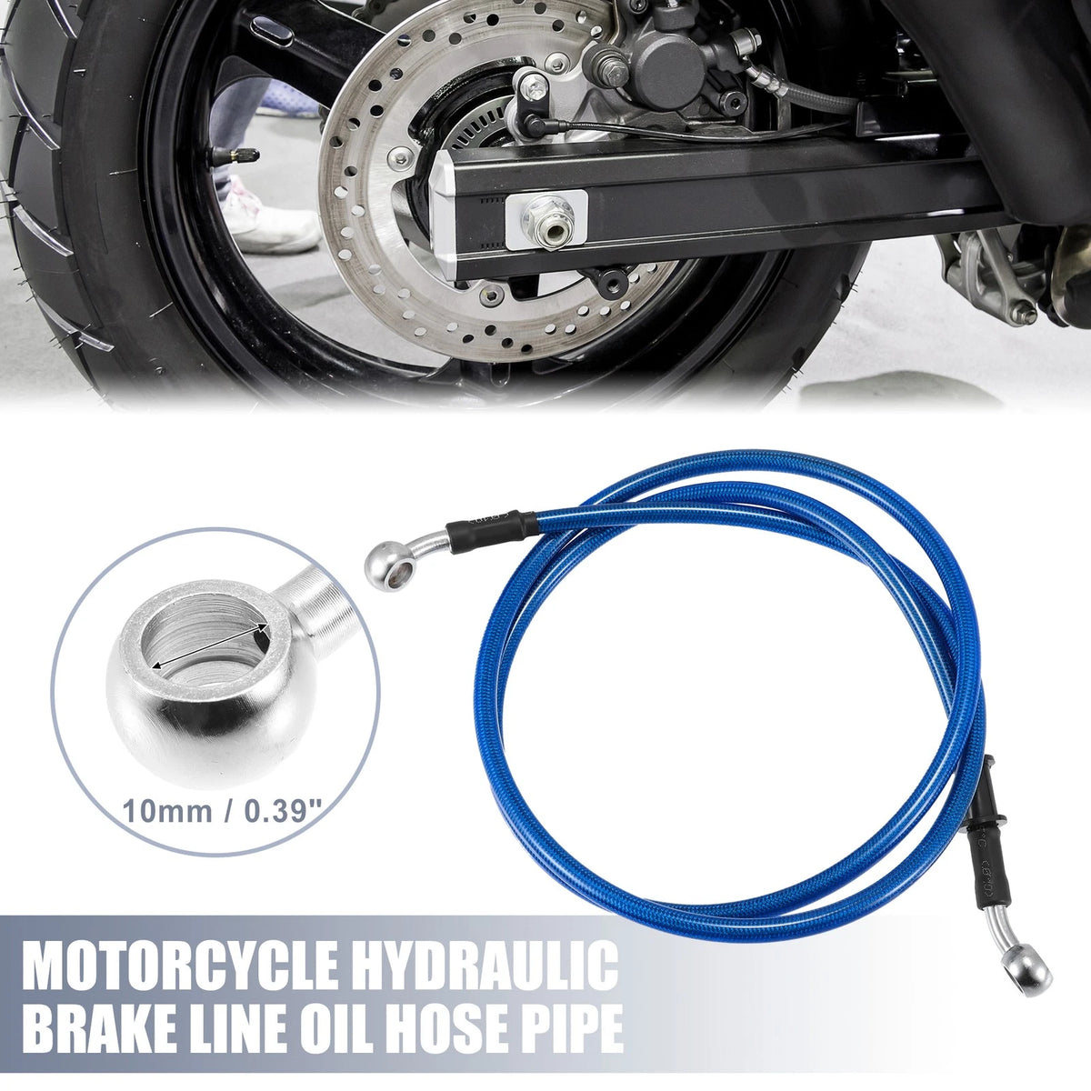 Brake Line / 51.18in / 10mm ID / Oil Hose Cable Blue for Motorcycle