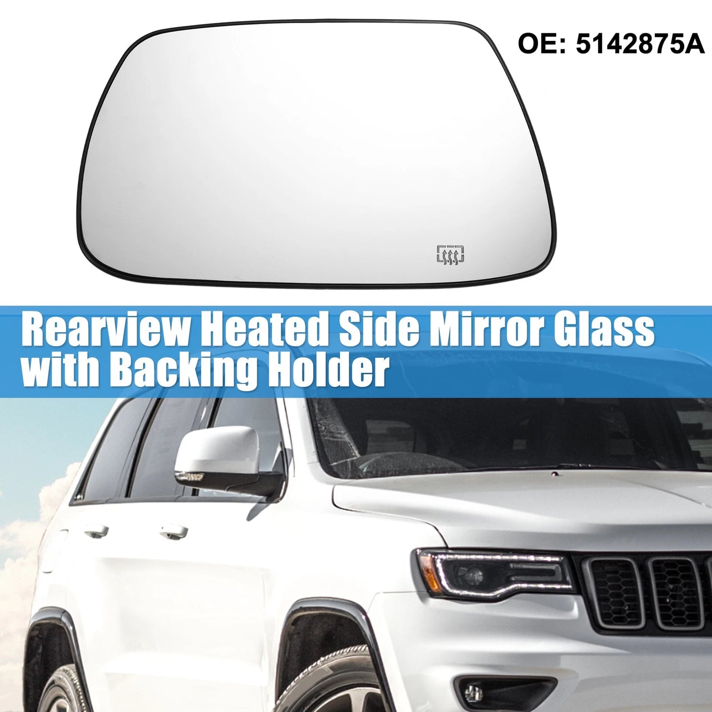 Heated Left Rearview Mirror Glass for Jeep Cherokee (2014-2023)