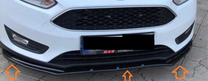 Front Bumper Lip Splitter for Ford Focus MK3 MK3.5 (2011-2018) 3 Pcs