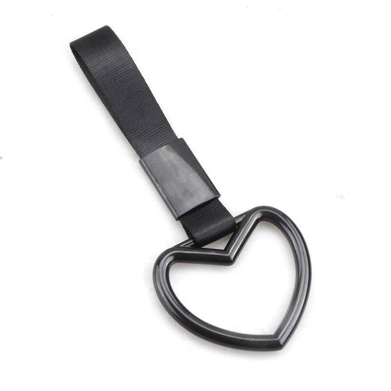 Tsurikawa Ring Handle Strap for Car, Subway, Train, Bus - Heart Black