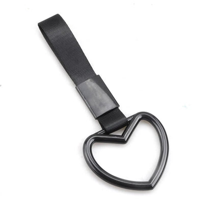 Tsurikawa Ring Handle Strap for Car, Subway, Train, Bus - Heart Black