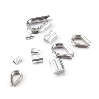 195Pcs M2/3/4/5 Thimble & 6-Size Aluminum Crimping Loop Sleeves