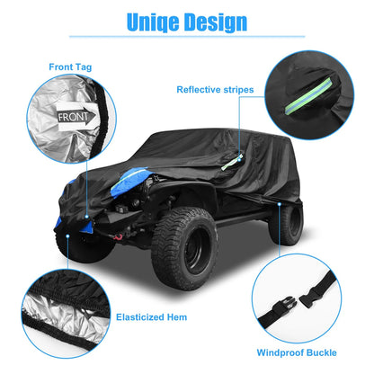 SUV Car Cover for Jeep Wrangler JK JL 4 Door 2007-2021 Waterproof Black Blue