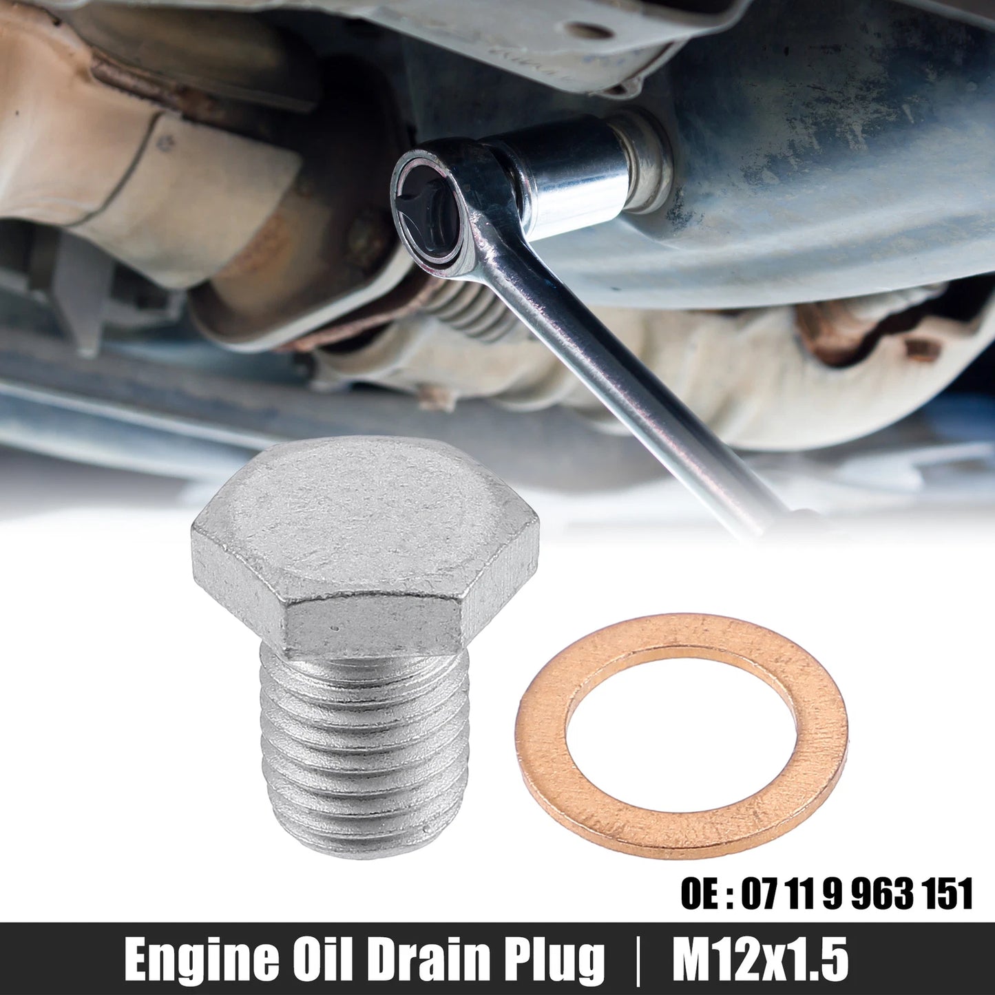 M12x1.5 Steel Engine Oil Drain Plug Screw & Gasket for BMW 545i, Mazda