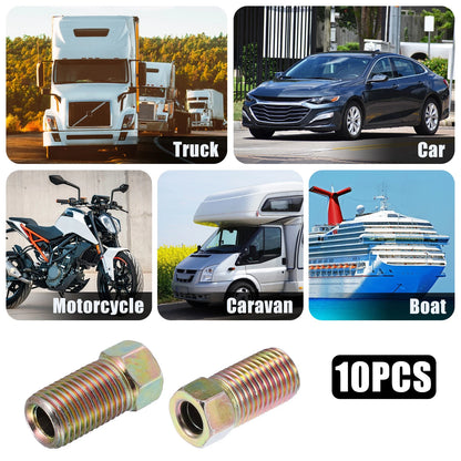 10 x Motorcycle Hydraulic Brake Line Tube Fittings 3/8 x 24 UNF for 3/16"