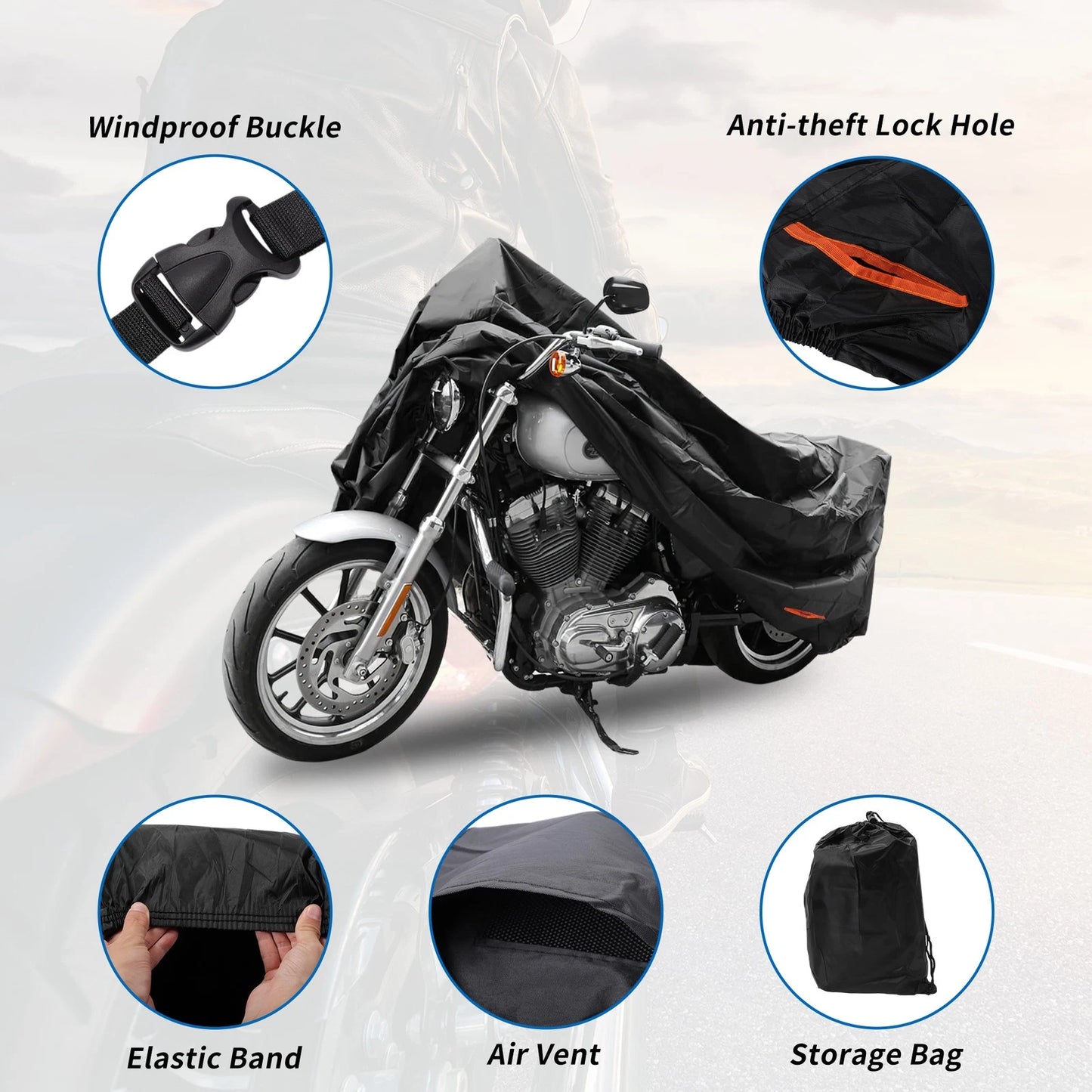 Motorcycle Cover 301D-PU Black for Honda Super Cub 110 (2017-2023)