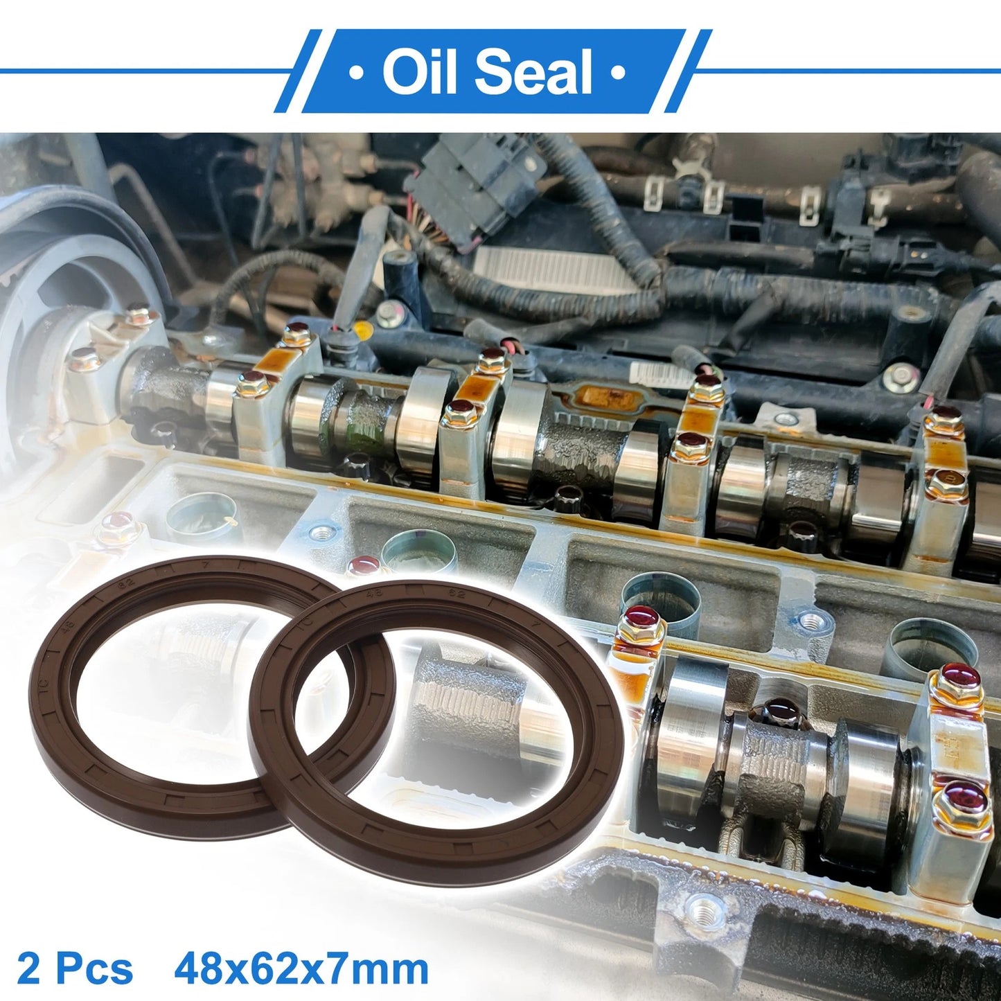 Oil Seal 48x62x7mm Rotary Shaft Seal FKM Brown 2 x for MakeModel
