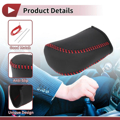 Car Gear Shift Knob Cover for Subaru Forester (2006-2012) Black Red Faux Leather
