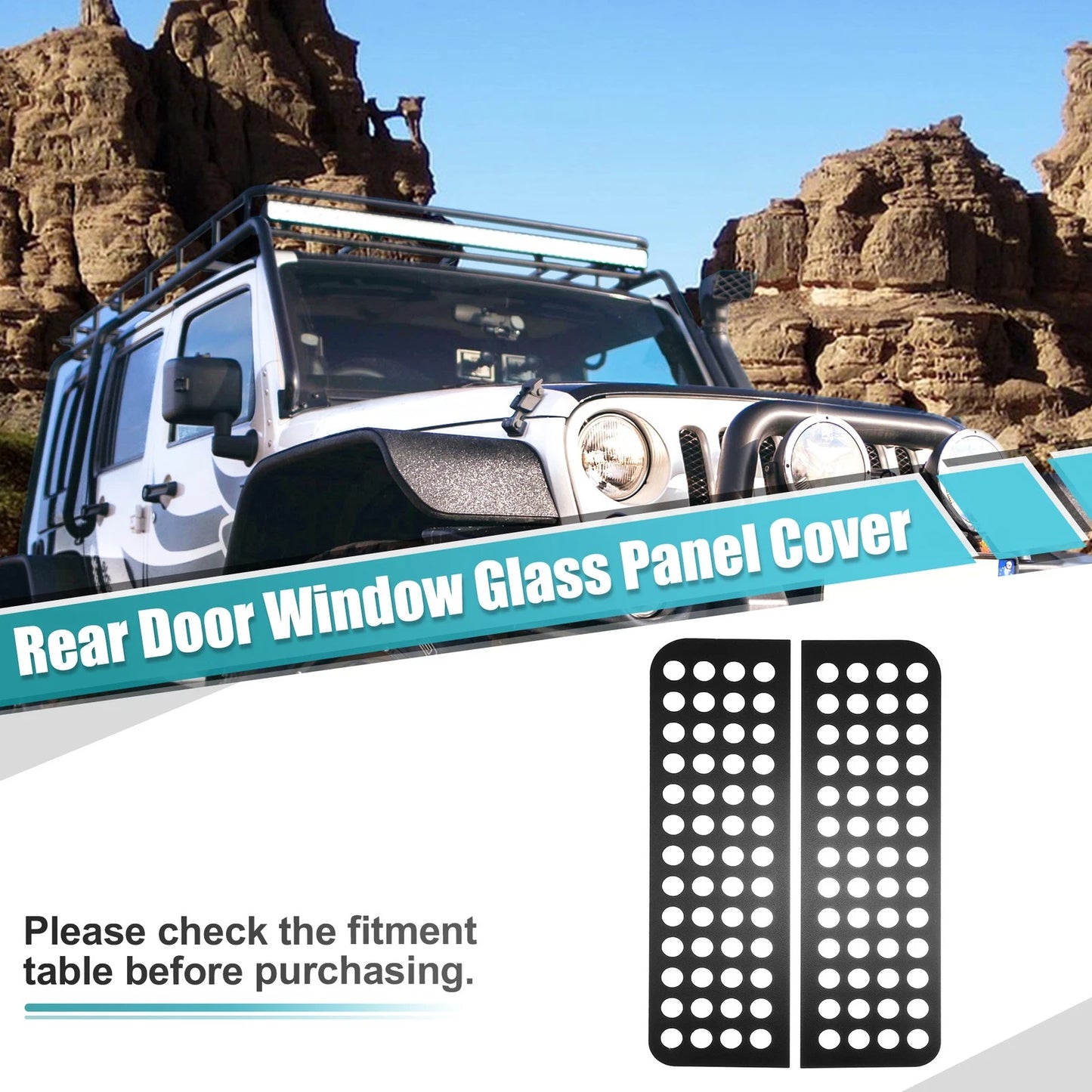 Rear Door Window Glass Decals Covers for Jeep Wrangler JK (2007-2017)