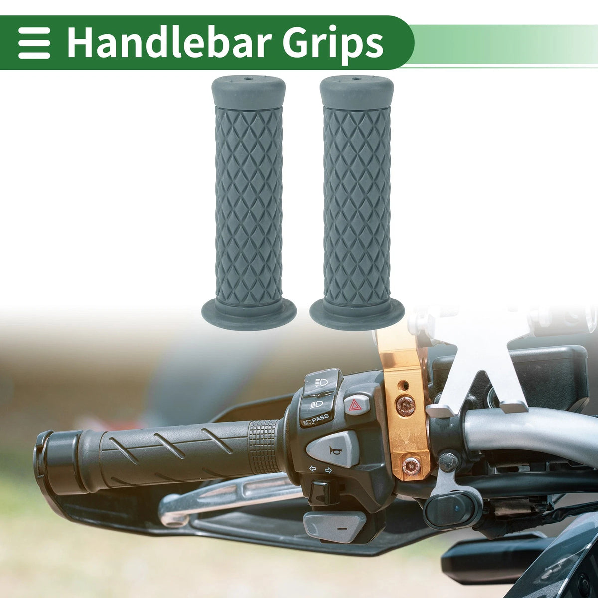1 x 25mm Motorcycle Hand Grips Cover Handlebar Grips TPU Gray Blue