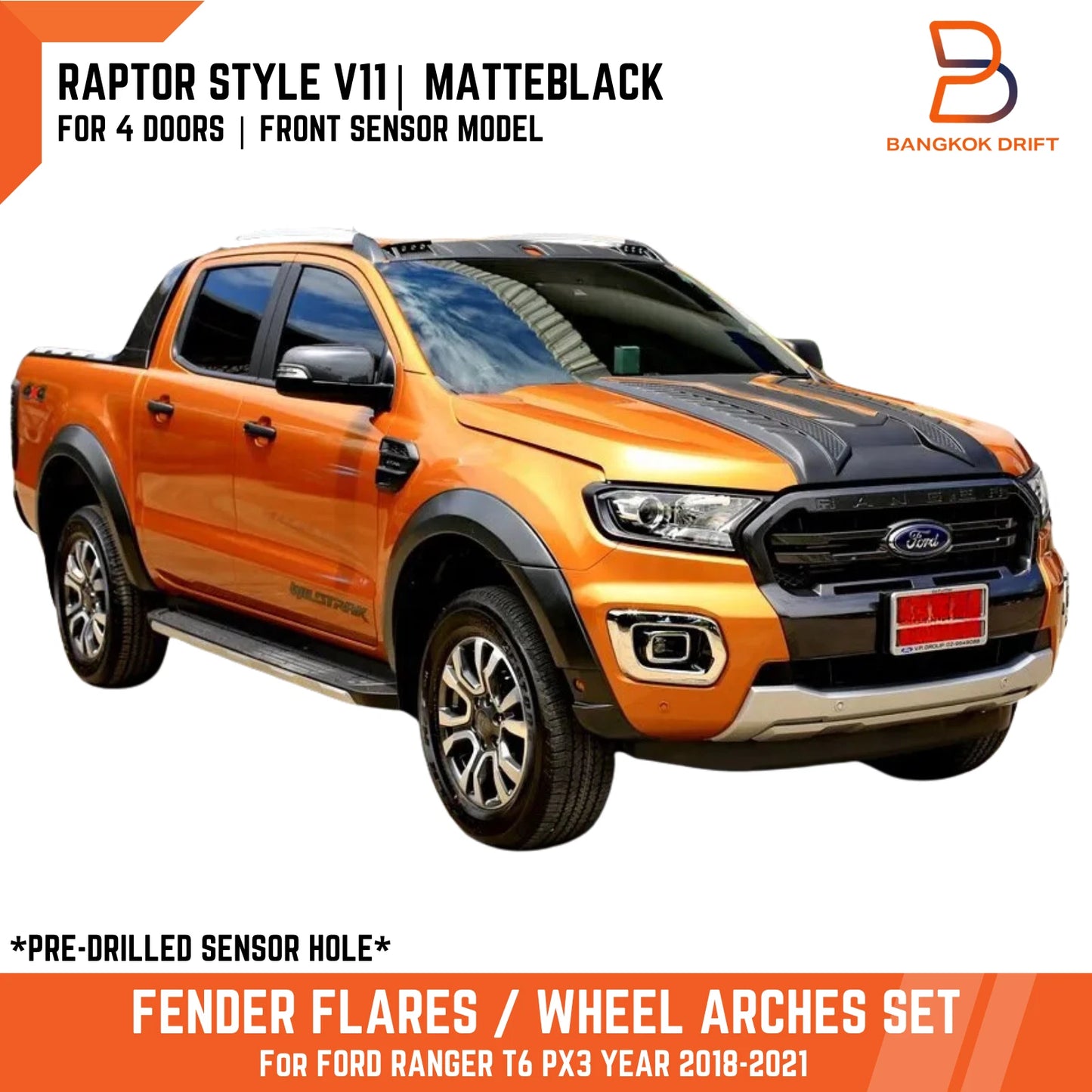 Matte Black Fender Flare Arch for Ford Ranger UTE PX3 (2018-2021)