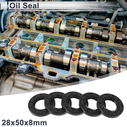 Oil Seal 28x50x8mm Black 5 Pcs Rotary Shaft Seal TC Seal Ring Nitrile Rubber