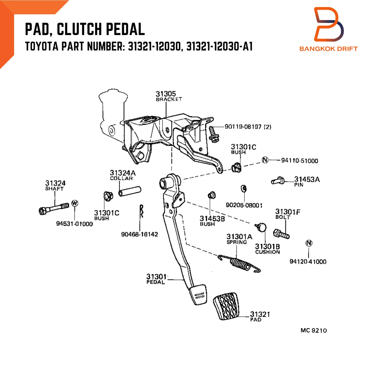 Clutch Brake Pedal Pads for Toyota Corolla MR2 Tercel (1975-1995)