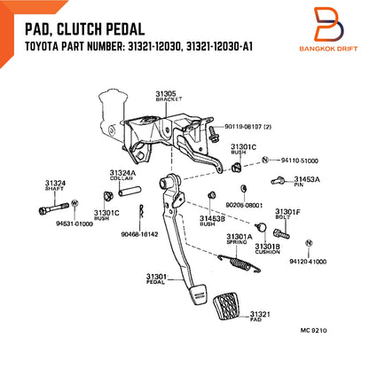 Clutch Brake Pedal Pads for Toyota Corolla MR2 Tercel (1975-1995)