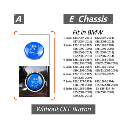 Gloss Blue Start Stop Engine Button Cover for BMW E81 E87 E90 E91 E92 (2006-2013)