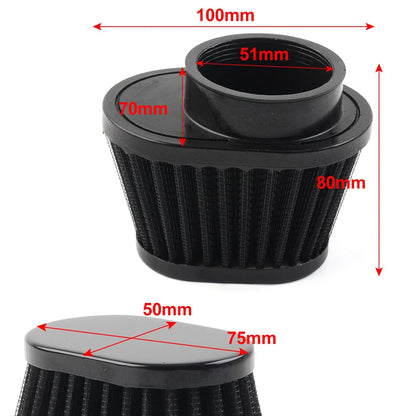 51mm 2 Inch Air Intake Filter Cleaner Pod for Universal Motorcycle Black