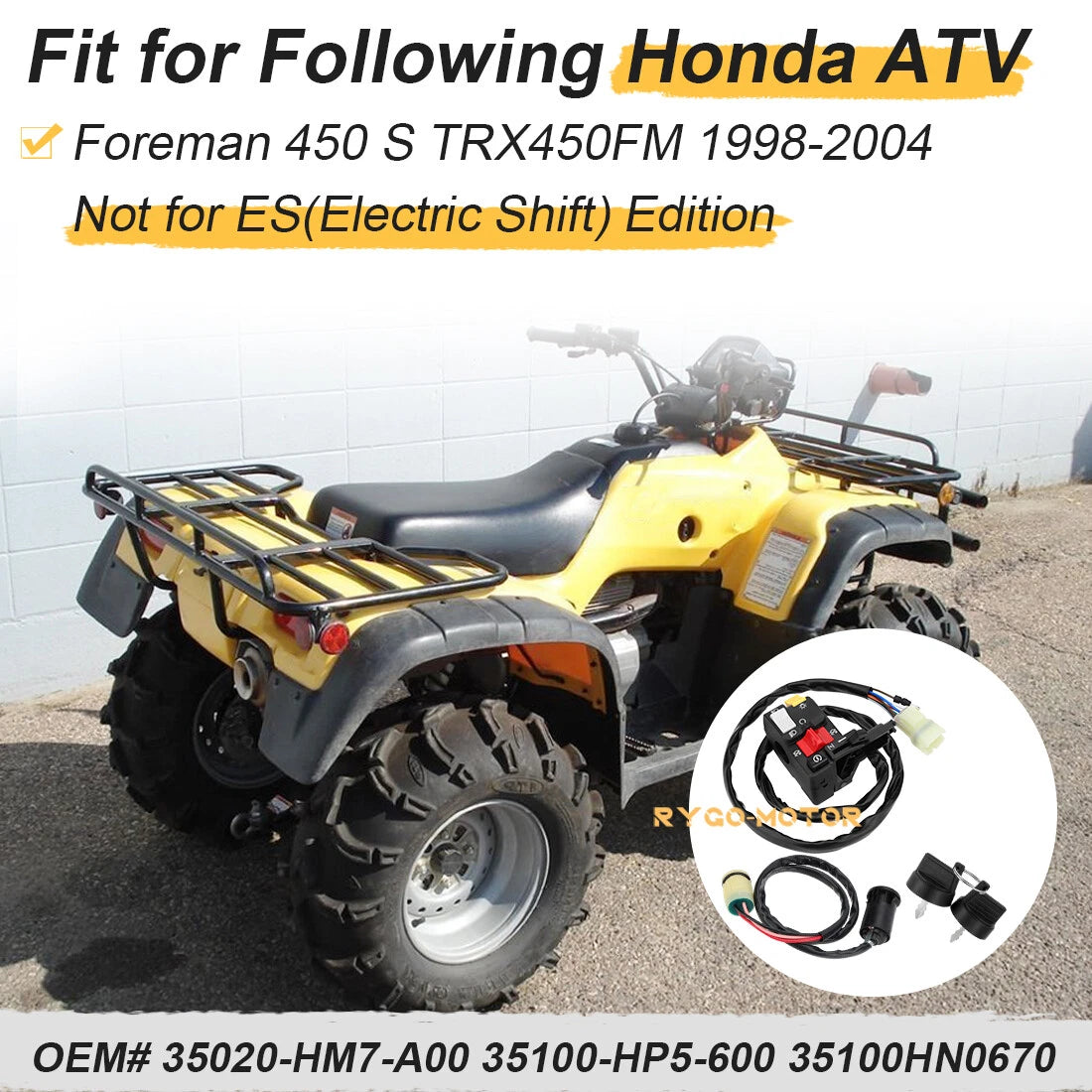 Handlebar & Key Switch Kit for Honda Foreman 450 S TRX450FM 4x4 (1998–2004)