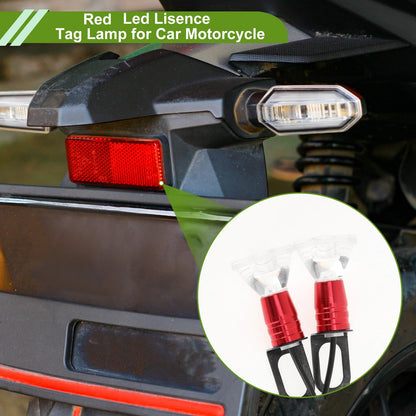 2 x License Plate Light Led Tag Lamp for Car Motorcycle Rainproof Red