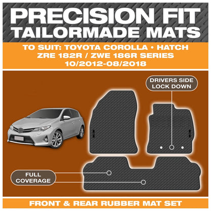 Full Set / Moulded Rubber Floor Mats for Toyota Corolla (2016–2018)