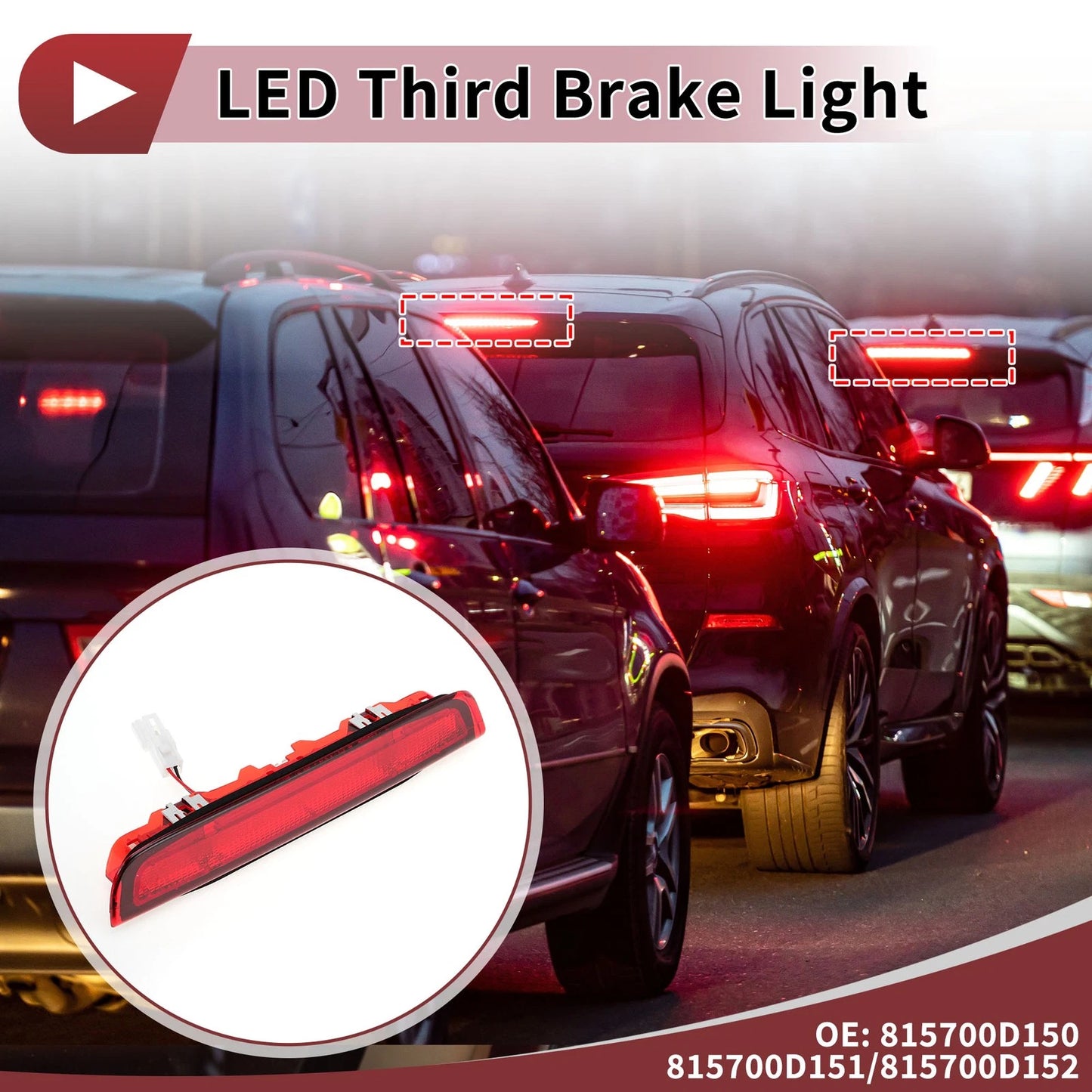 Red LED Third Brake Light for Toyota Yaris Mk3 Hatchback (2012-2020)
