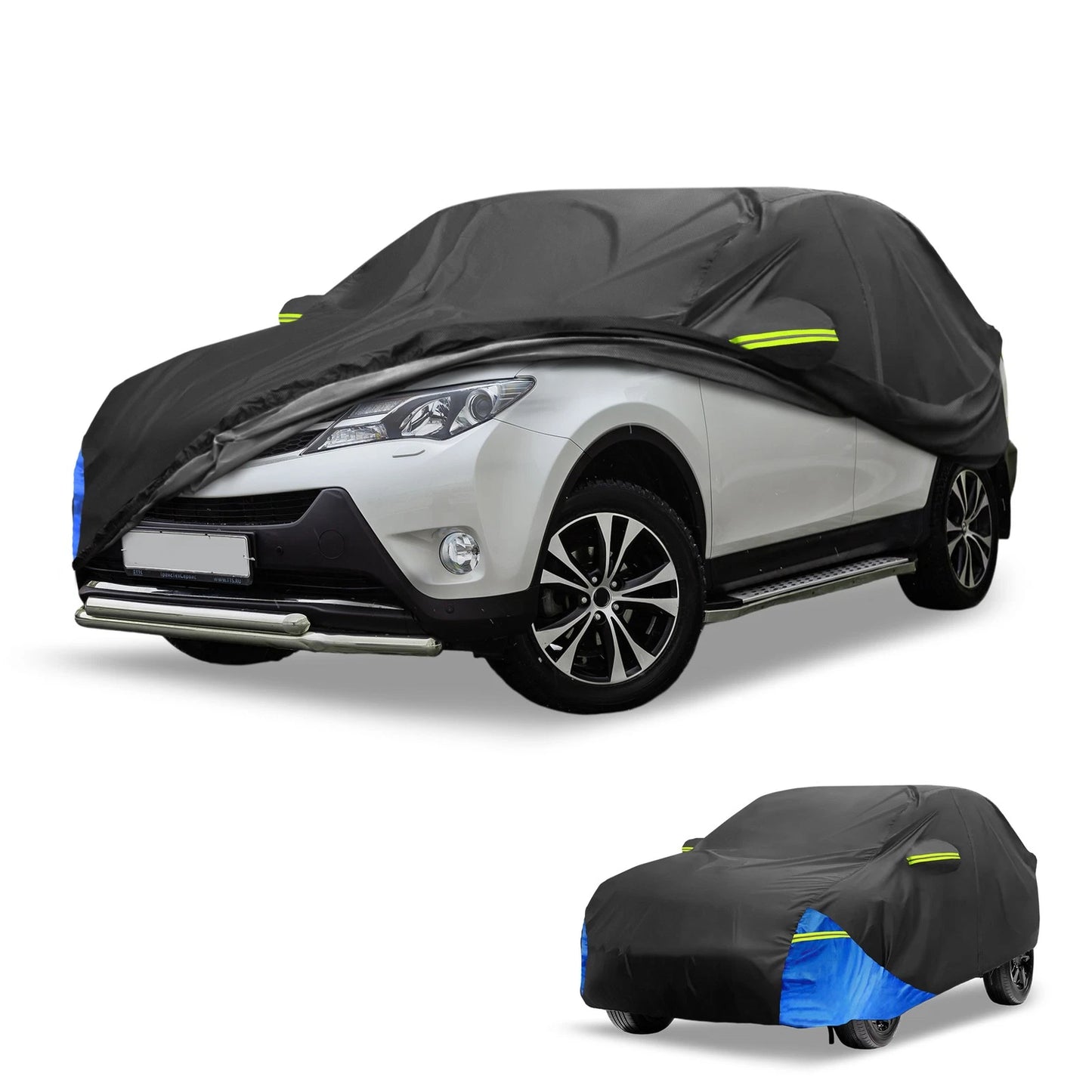 Waterproof Car Cover with Door Zipper 210D Oxford Cloth Black for Toyota RAV4