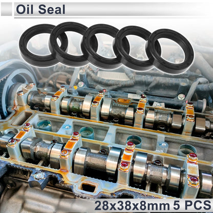 Oil Seal 28x38x8mm Rotary Shaft Seal Nitrile Rubber 5 Pcs