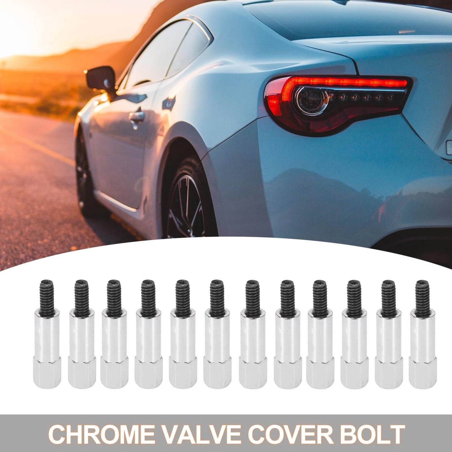 12 x G1/4-20 Chrome Valve Cover Bolts for Chevy 283 302 305 307 327 350 383 400