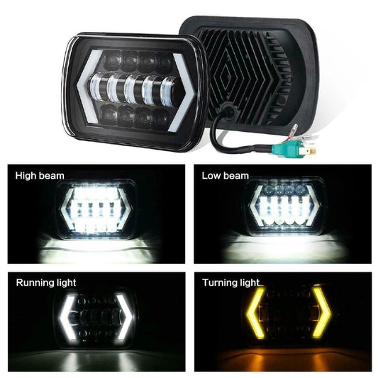 2 x 7x6" LED Headlights Hi-Lo Beam Halo DRL for Toyota AE86 (1983-1987)