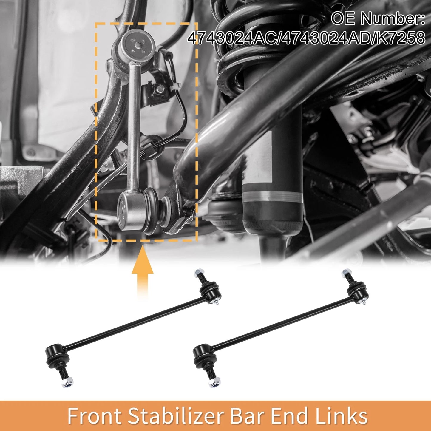 Set Front Stabiliser Sway Bar Link with Bushing for Dodge Caravan