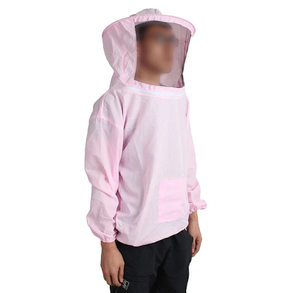 Polyester Cotton Pink Beekeeping Jacket with Veil & Hat for Bee Keeping