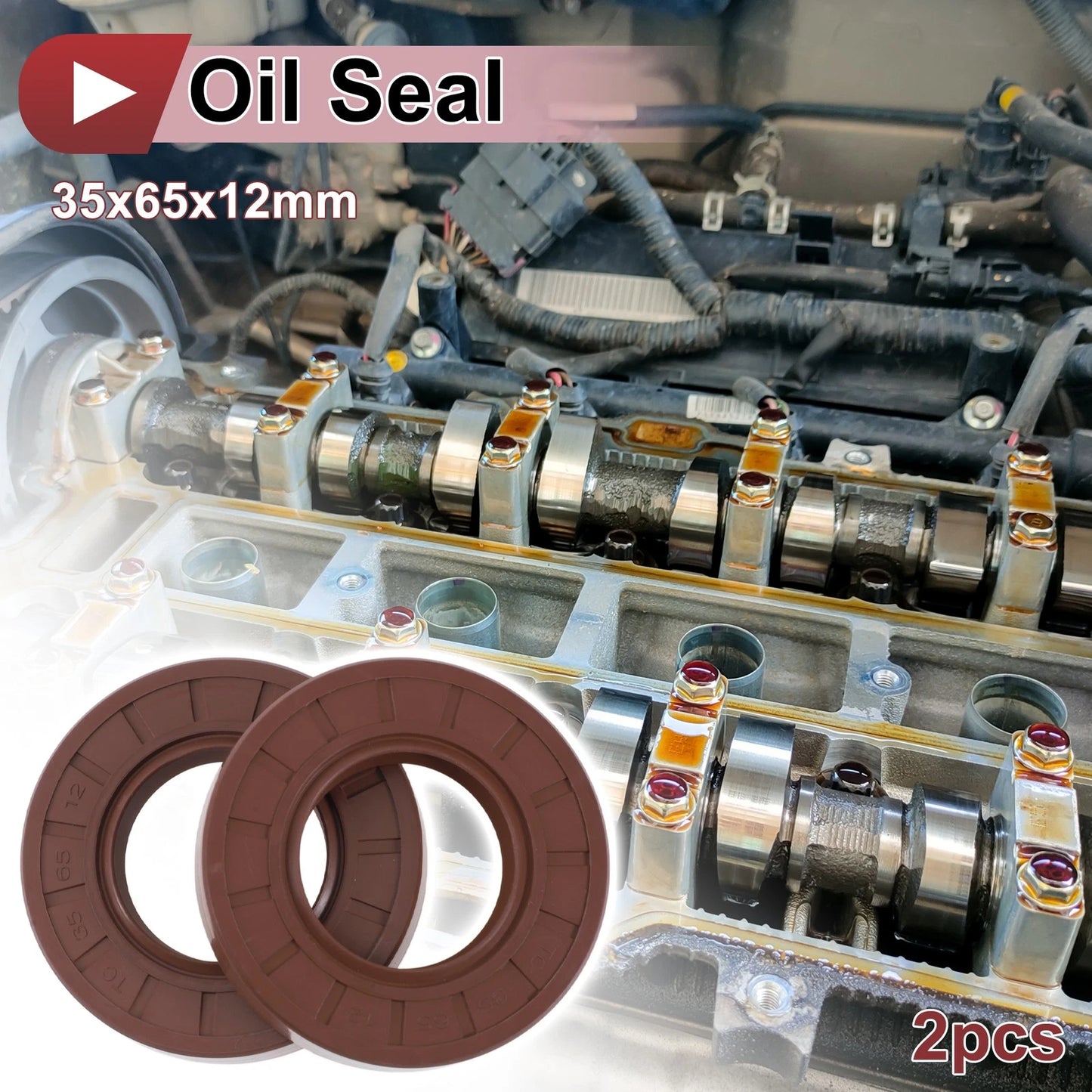 Oil Seal 35x65x12mm Seal Ring Rotary Shaft Seal FKM Rubber 2x for MakeModel