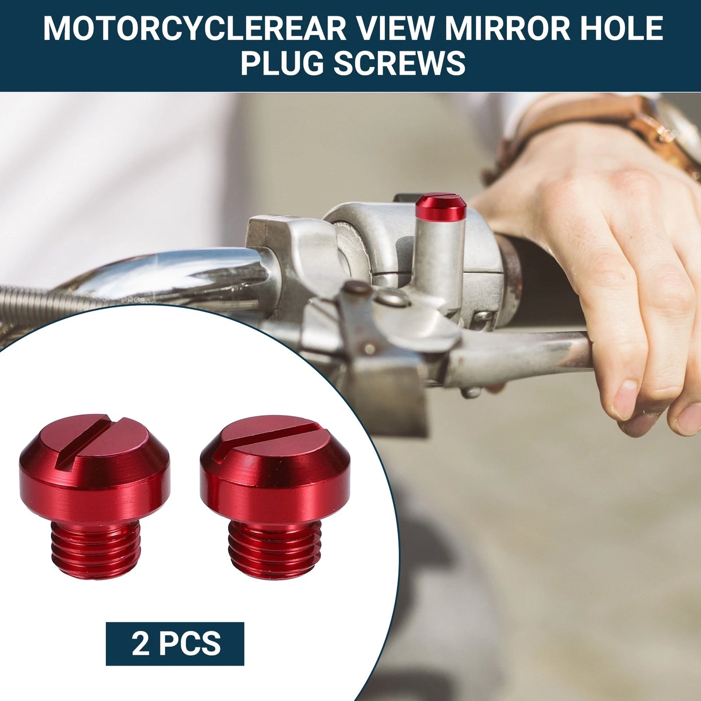 Motorcycle Rear View Mirror Screws 2 x M10x1.25 Red for Motorcycle