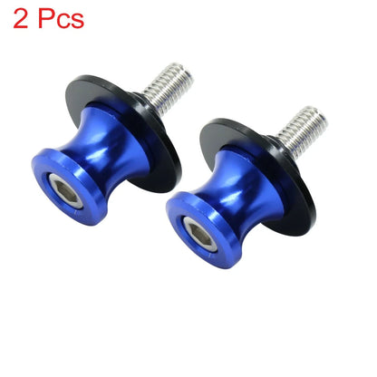 2 x 8mm Blue Aluminum Alloy Swingarm Spool Slider Stand Bobbin for Motorcycle
