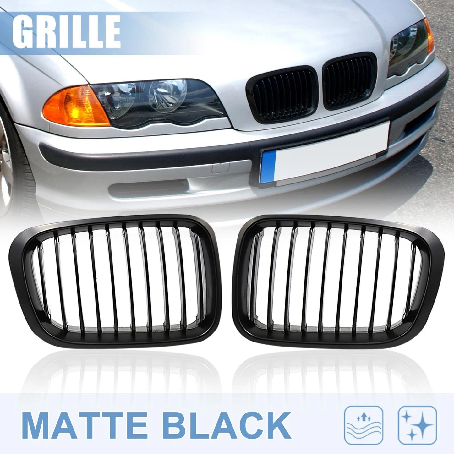 Matte Black Front Upper Kidney Grille for BMW 325i 330i (2006-2013)