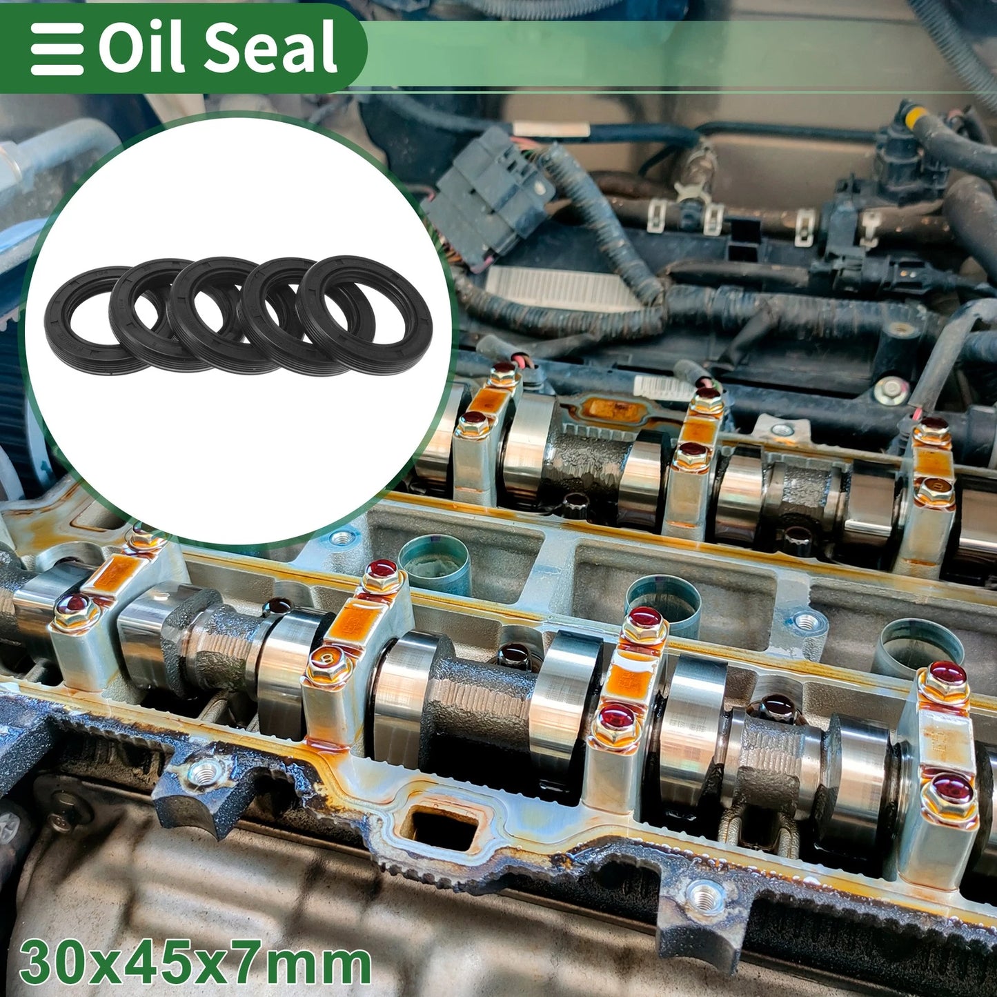 Oil Seal / 30x45x7mm Black 5 Pcs / Lip Seal Ring Rotary Shaft Seal for TG4