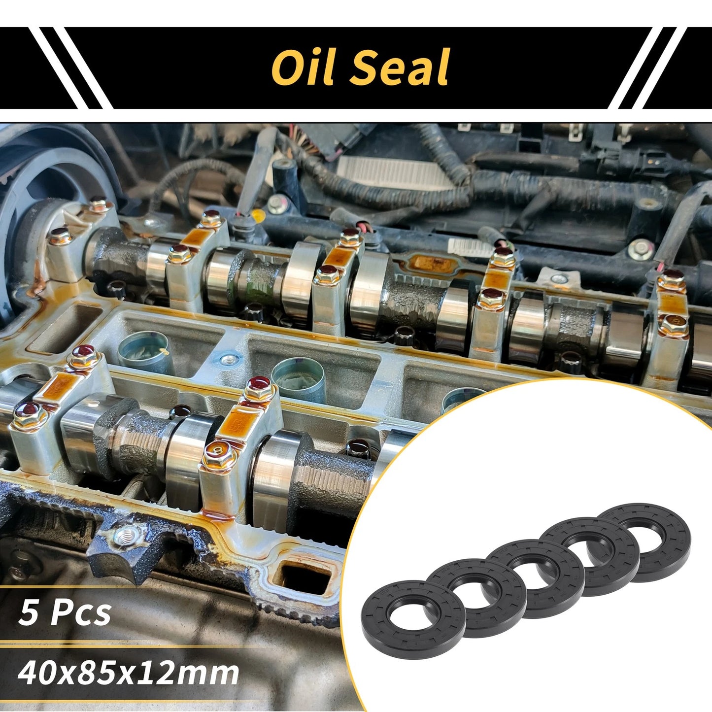 Oil Seal / 40x85x12mm / Seal Ring Rotary Shaft Seal NBR Black (5 Pcs)